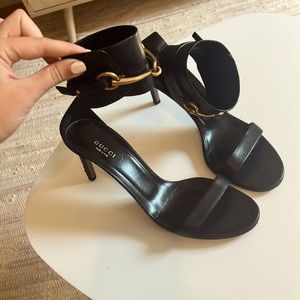 Black Gucci Horsebit Sandal Heels (US Size 10)